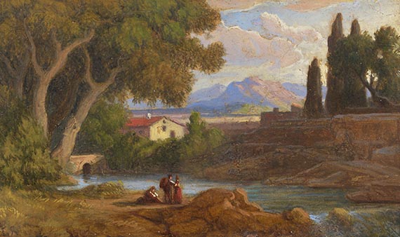 Adrian Ludwig Richter - Landschaft bei den Sabiner Bergen (Rocca di Mezzo)