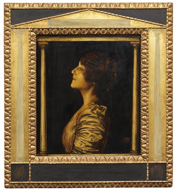 Franz von Stuck - Weibliches Porträt (Mary Stuck) - Rahmenbild