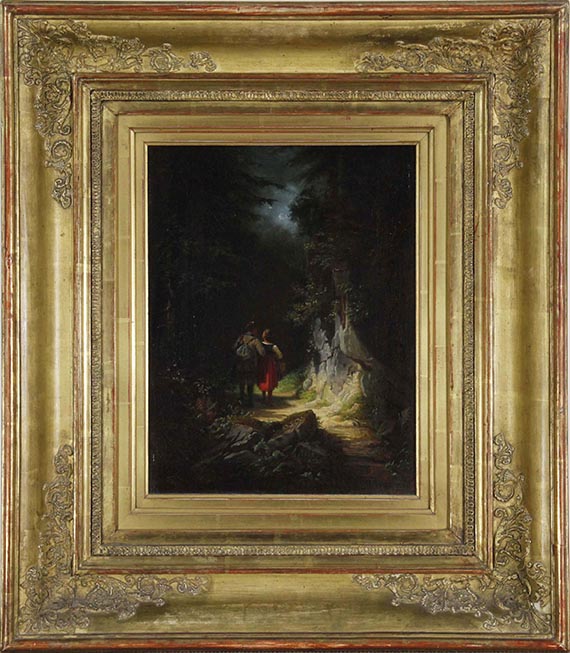 Carl Spitzweg - Jäger mit Mädchen (Der verliebte Jäger) - Rahmenbild
