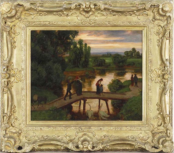 Hans Thoma - Die Brücke (Sommerabend) - Rahmenbild