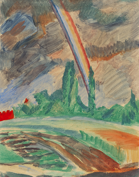 Erich Heckel - Landschaft mit Regenbogen (Flandern)