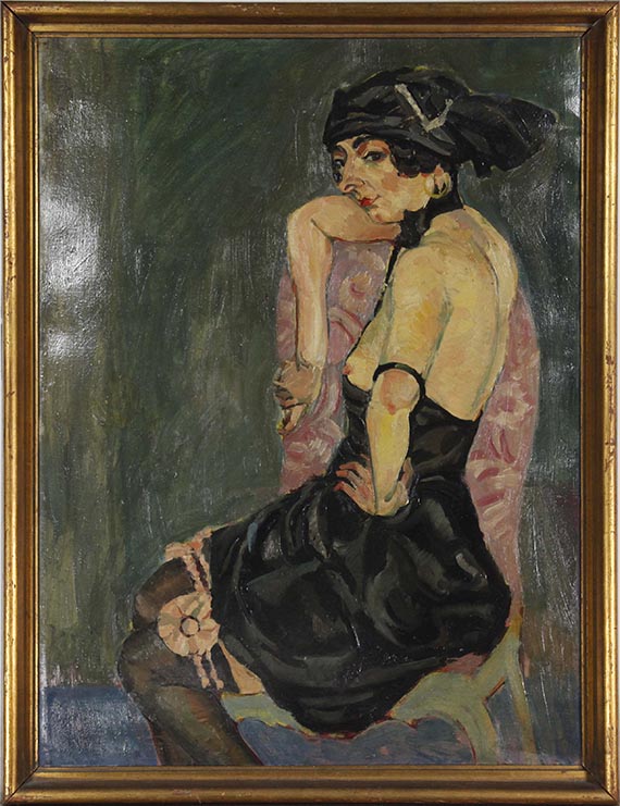 Georg Tappert - Sitzende mit Strumpfband (Bildnis R.) - Rahmenbild