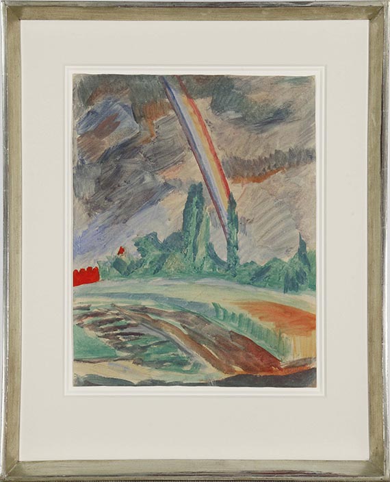 Erich Heckel - Landschaft mit Regenbogen (Flandern) - Rahmenbild