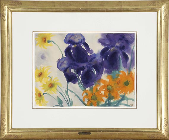 Emil Nolde - Blaue Iris, Feuerlilien, Rudbekia - Rahmenbild