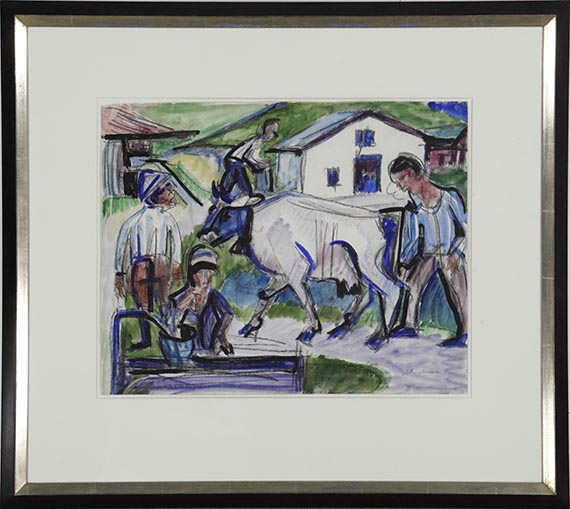 Ernst Ludwig Kirchner - Bauern mit Kuh - Rahmenbild