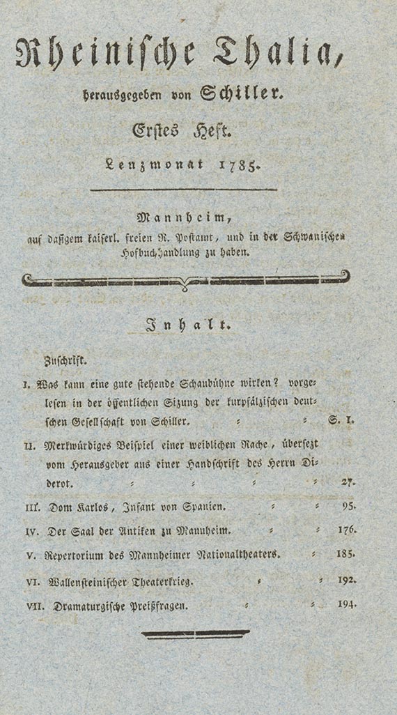 Friedrich Schiller - Rheinische Thalia