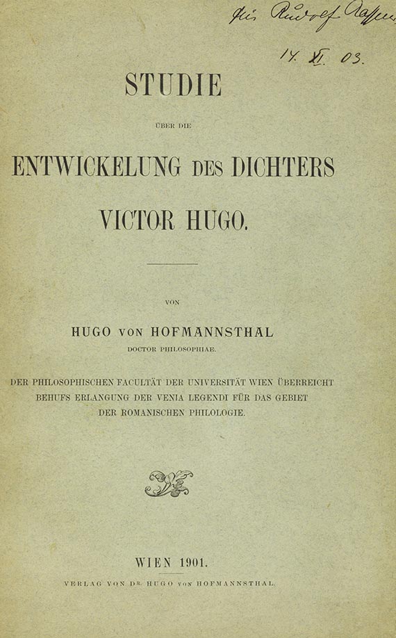 Hugo von Hofmannsthal - Studie Victor Hugo