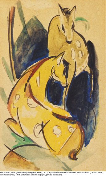 Franz Marc - Zwei gelbe Tiere (Zwei gelbe Rehe) - Weitere Abbildung