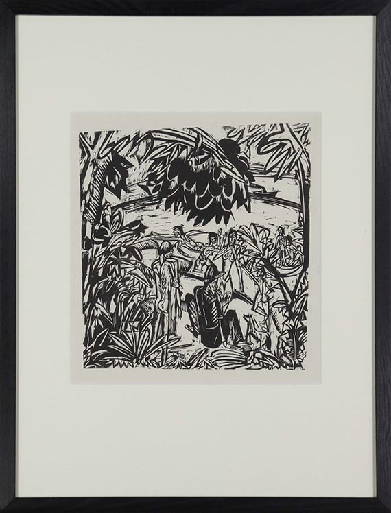 Ernst Ludwig Kirchner - Badeszene unter überhängenden Baumzweigen, Fehmarn - Rahmenbild