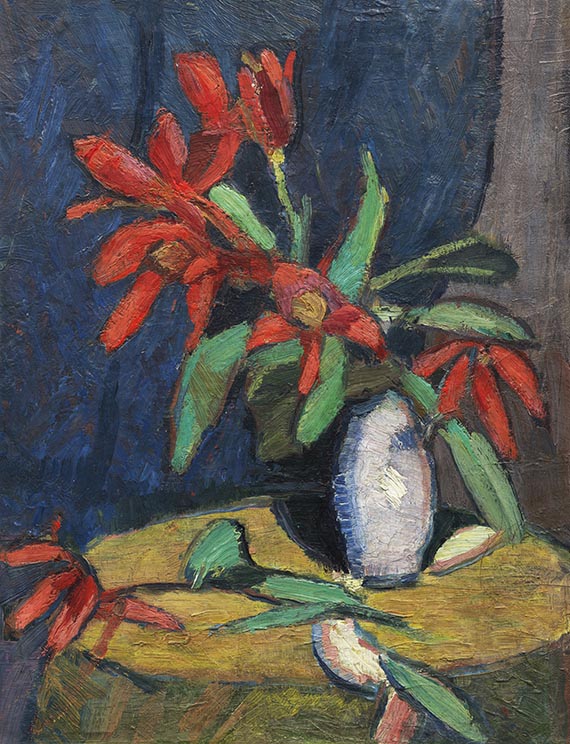 Hermann Stenner - Rote Blumen in weißem Krug