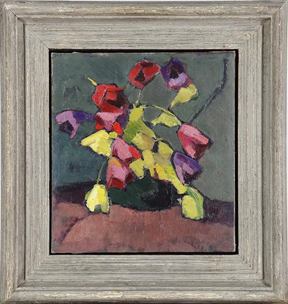 Hermann Stenner - Tulpen in grüner Vase - Rahmenbild