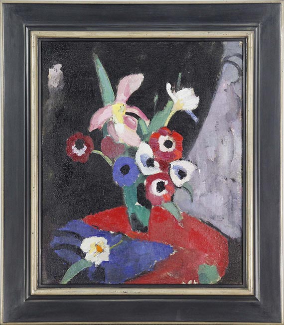 Hermann Stenner - Blumenstilleben auf Schwarzem Grund II - Rahmenbild