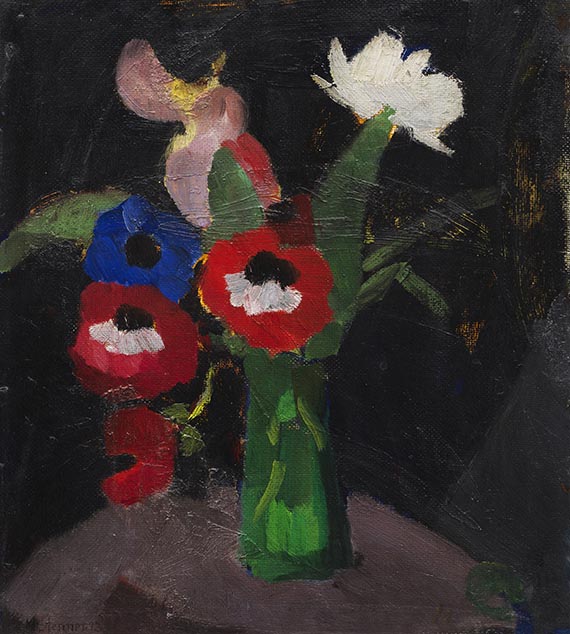 Hermann Stenner - Blumenstilleben auf schwarzem Grund III (Anemonenstrauß)