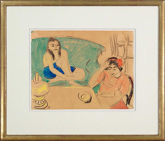 Hermann Max Pechstein - Zwei Mädchen am Tisch - Rahmenbild