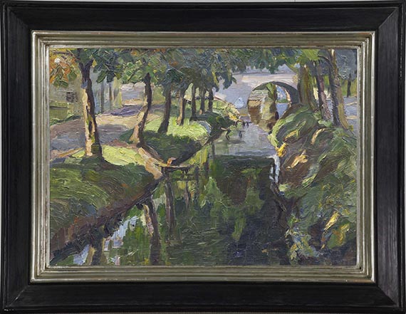 Hermann Stenner - Mit Kastanien bestandener Kanal - Rahmenbild