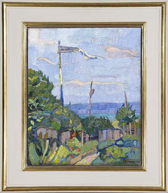 Hermann Stenner - Garten mit Fahne - Rahmenbild