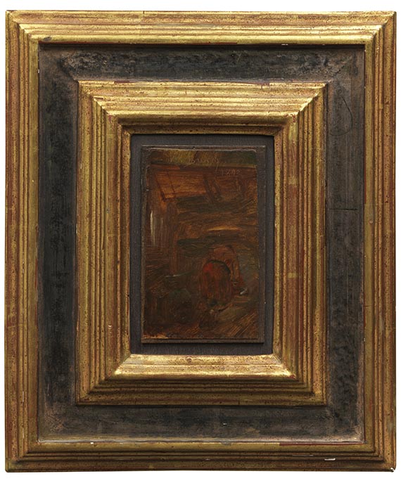 Wilhelm Busch - Alte Frau in Diele - Rahmenbild