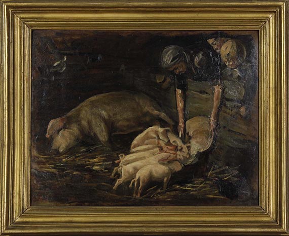 Max Liebermann - Schweinekoben, Wochenstube - Rahmenbild