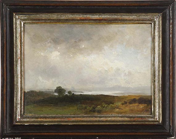 Christian Morgenstern - Landschaft am See mit aufziehenden Wolken - Rahmenbild