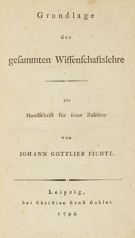 Johann Gottlieb Fichte - Konvolut aus 7 Bd. + 1 Beigabe