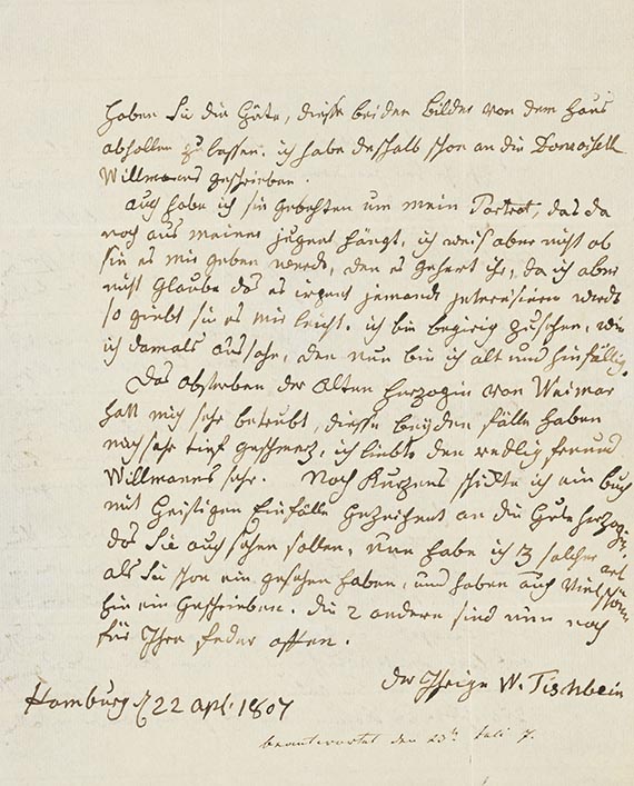Johann Heinrich Wilhelm Tischbein - 2 Briefe (1 eigenhändig) und 1 Adress-Abschnitt