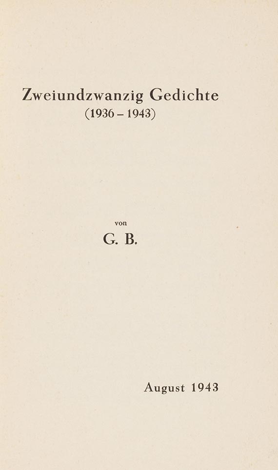 Gottfried Benn - Zweiundzwanzig Gedichte - Weitere Abbildung
