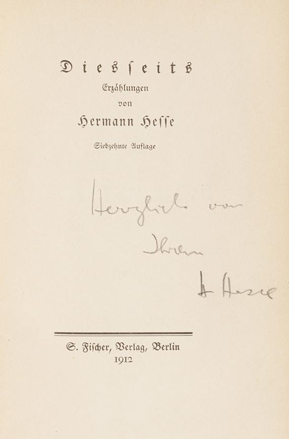 Hermann Hesse - Konvolut von 19 Werken. Dabei 2 Typoskripte an Dr. Bodmer