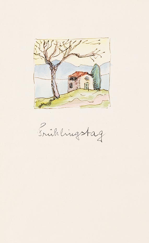 Hermann Hesse - Gedicht Frühlingstag mit Aquarell