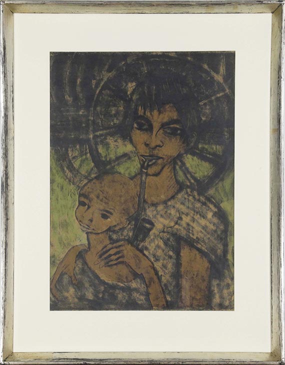 Otto Mueller - Zigeunermadonna (Zigeunerin mit Kind vorm Wagenrad) - Rahmenbild
