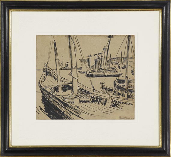 Hermann Max Pechstein - Keitelkähne (Kurenkähne im Hafen) - Rahmenbild