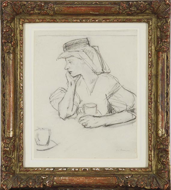 Max Beckmann - Minna Beckmann-Tube mit Kaffeetasse - Rahmenbild