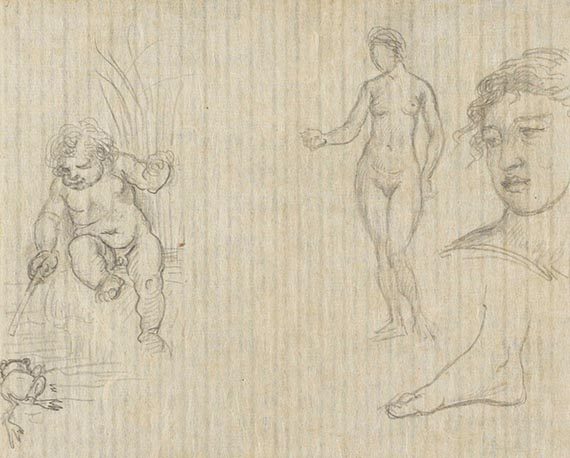 Adolf von Hildebrand - Aktstudien und Szenerien (5 Blatt)