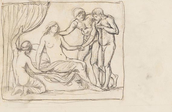 Adolf von Hildebrand - Szenerien und Figurenstudien (7 Blatt)