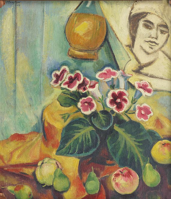 Hermann Max Pechstein - Zwei Badende Frauen / Stillleben mit Gloxinie, Früchten und Bildnis Lotte - Weitere Abbildung