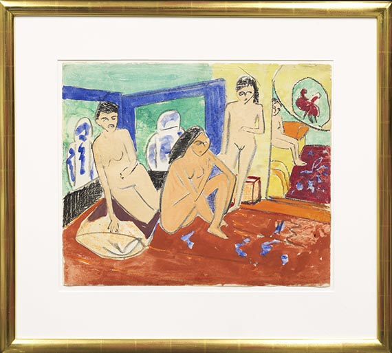 Ernst Ludwig Kirchner - Vier weibliche Akte im Atelier - Rahmenbild