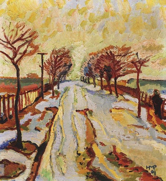 Abbildung zu: Max Pechstein, Märzenschnee, 1909, Öl auf Leinwand (Soyka 1909/6), Kunstsammlung Chemnitz. © Pechstein Hamburg / Berlin / VG Bild-Kunst, Bonn 2025