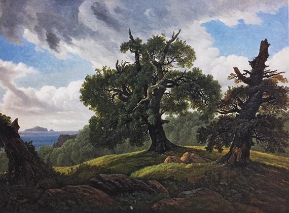 Abbildung zu: Carl Gustav Carus, Eichen am Meer, 1834/35, Öl auf Leinwand, Staatliche Kunstsammlungen Dresden.