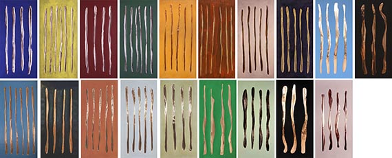 Abbildung zu: Günther Förg, Untitled, 1987-1990, Acryl auf Kupfer auf Holz, internationale Privatsammlungen. © Estate Günther Förg, Suisse / VG Bild-Kunst, Bonn 2025