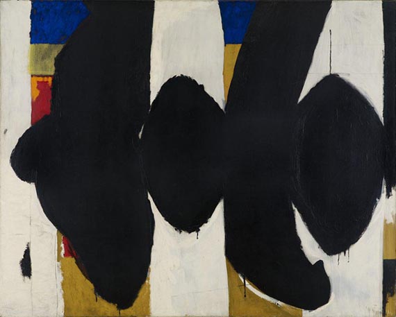 Abbildung zu: Robert Motherwell, Elegy to the Spanish Republic XXXIV, 1953/54, Öl auf Leinwand, Albright-Knox Art Gallery, Buffalo. <br />© Dedalus Foundation,Inc. / VG Bild-Kunst, Bonn 2025