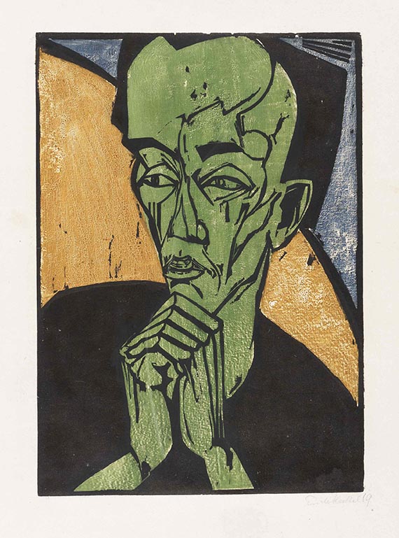 Heckel - Männerbildnis (Männliches Bildnis / Männerkopf / Mann im Gebet)