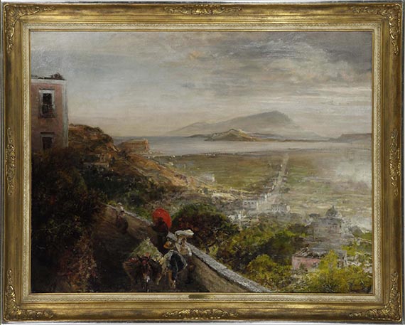 Oswald Achenbach - Blick auf die Bucht von Neapel - Rahmenbild