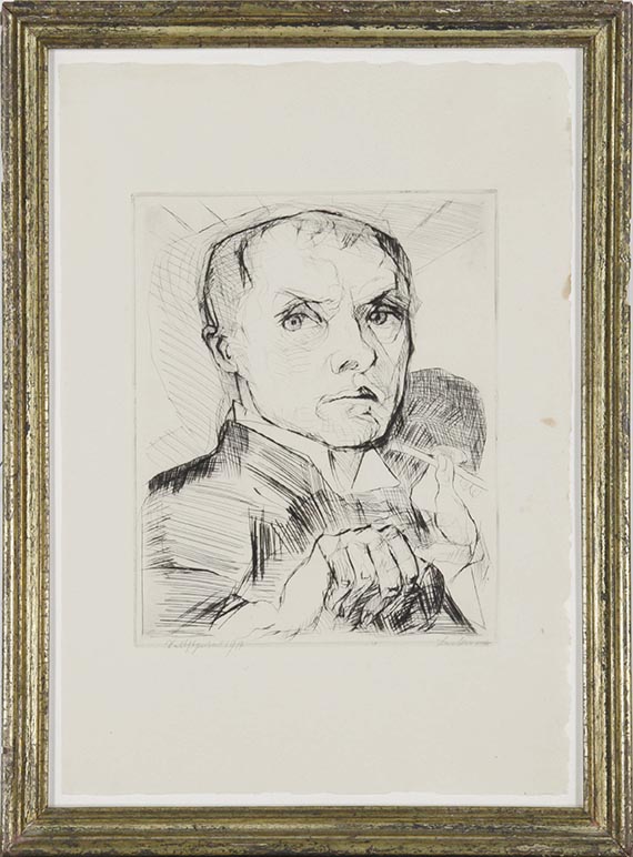 Max Beckmann - Selbstbildnis mit Griffel - Rahmenbild