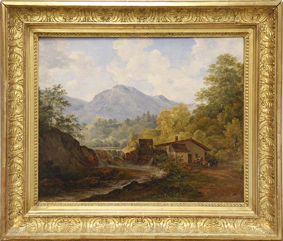 Cantius (Johann Cantius) Dillis - Oberbayerisches Gebirgstal mit Mühle - Rahmenbild