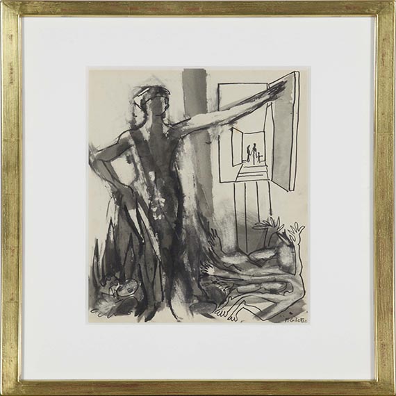 Françoise Gilot - Dame am Fensterladen - Rahmenbild