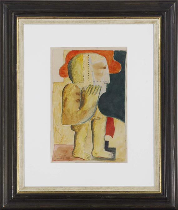 Horst Antes - Männliche Figur mit Hut - Rahmenbild
