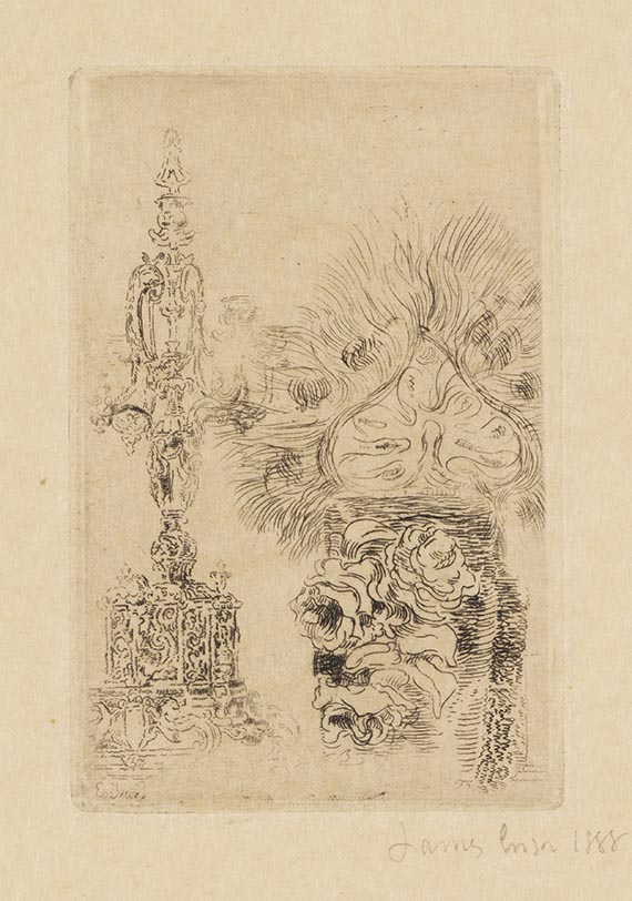 James Ensor - Candélabre et vase