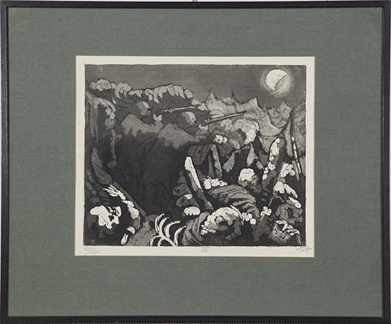 Otto Dix - Die Sapposten haben nachts das Feuer zu unterhalten - Rahmenbild