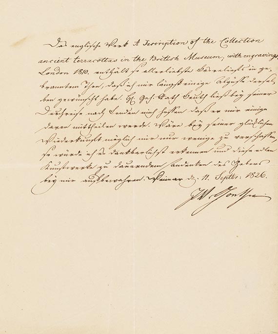 Johann Wolfgang von Goethe - G 29: Brief von Schreiberhand an P. C. W. Beuth. 1/2 S.