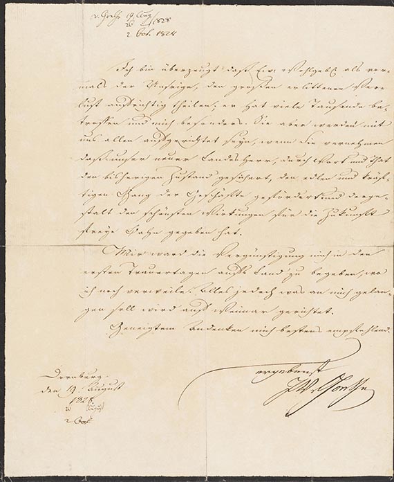 Johann Wolfgang von Goethe - G 34: Brief von Schreiberhand an W. Reichel.  2 S.