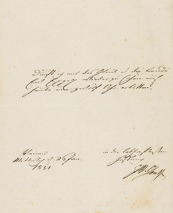 Johann Wolfgang von Goethe - G 38: Eigh. Brief an A. von Humboldt. 1/2 S.